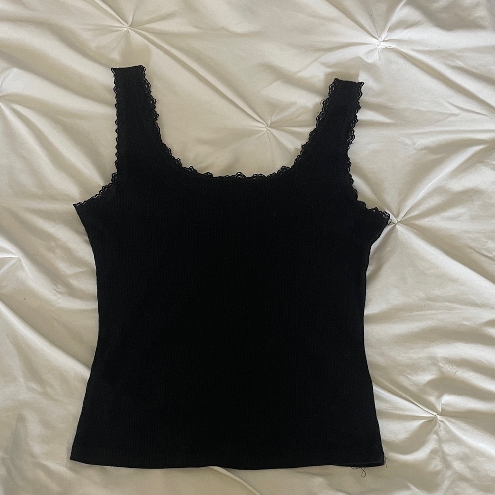 Tilly’s Elegant Black Lace Trim Tank Top